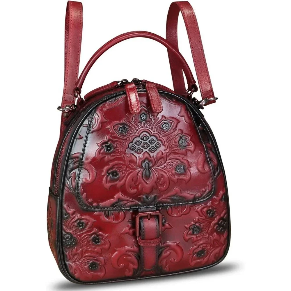 Womens Red Genuine Leather Satchel